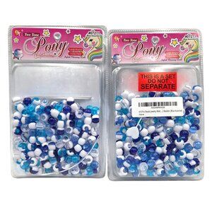 Pony Beads Large Round Two Tone Blue Assorted Pack Over 400 Pieces New Sealed